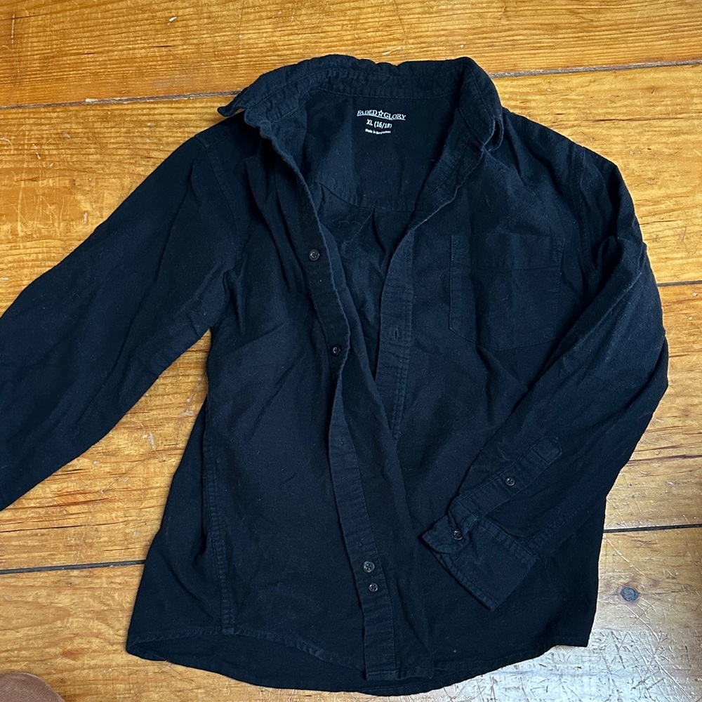 Faded Glory Black Flannel Shirt